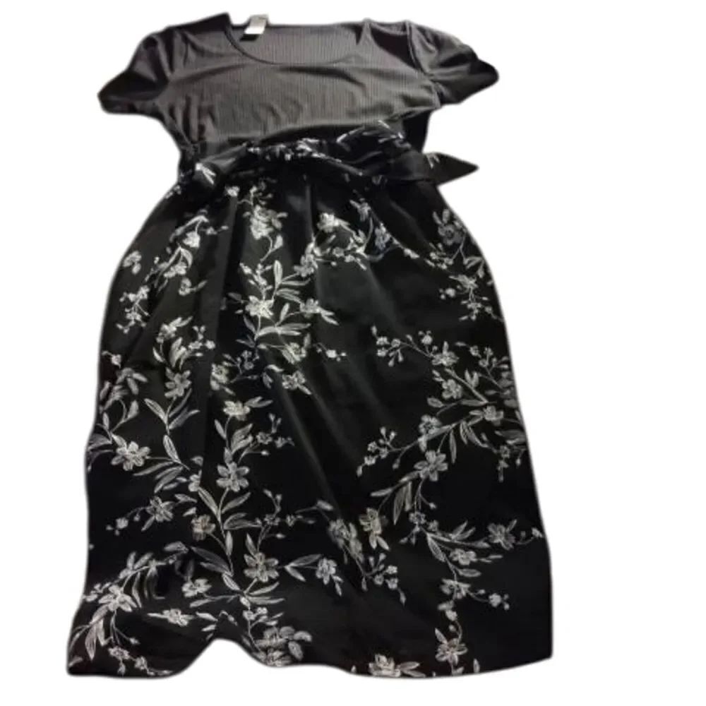 Db Moon Elegant Black Floral Women Dress, Nwt (323)